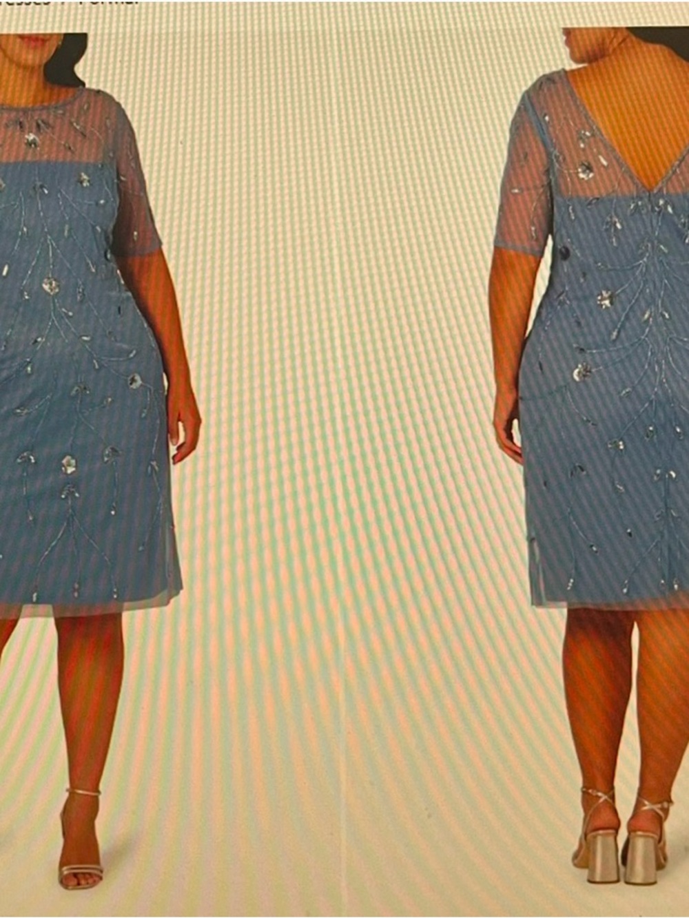 Adrianna Papell Light Blue Beaded Midi Dress